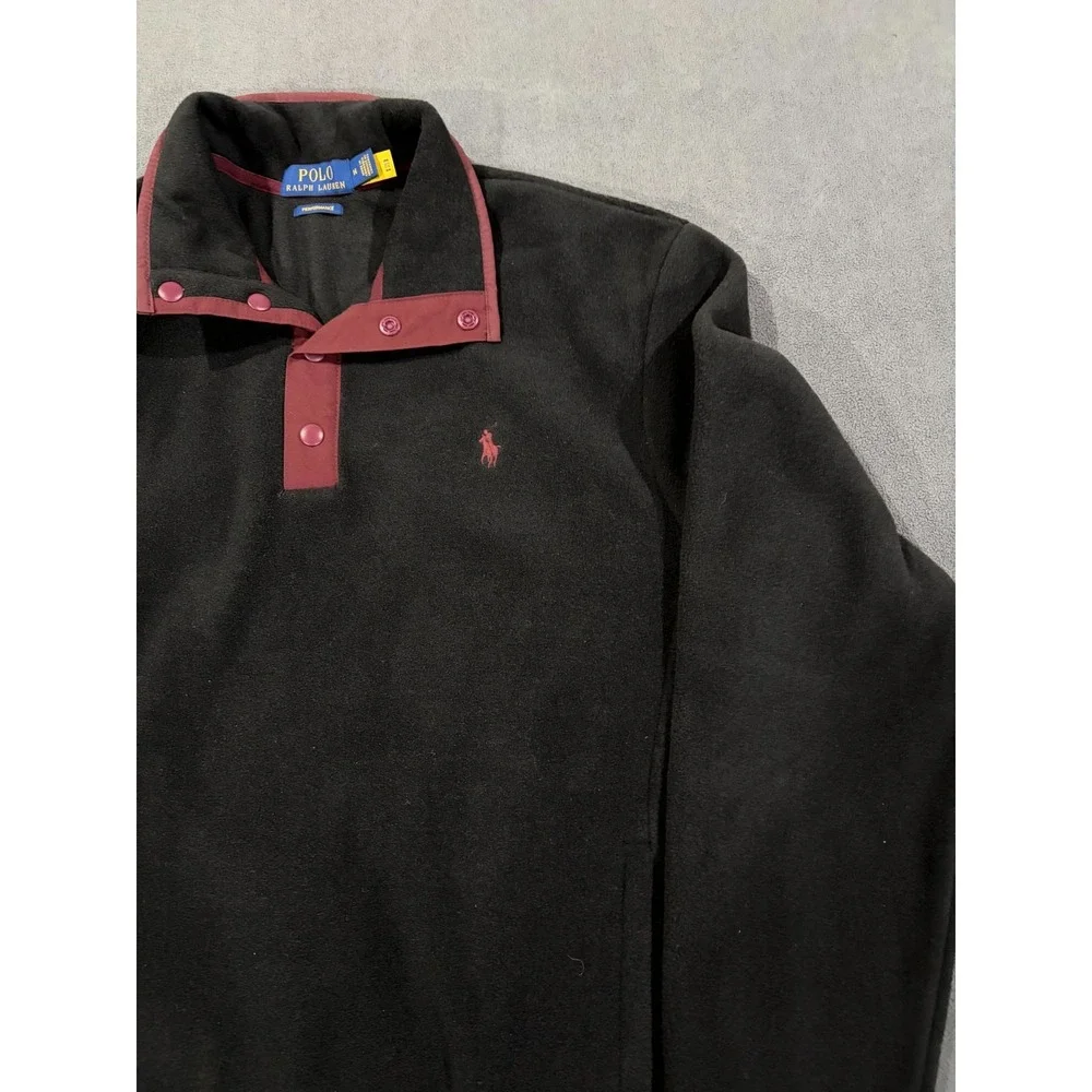 Polo Ralph Lauren Fleece Sweatshirt Mens M Black Performance 1/4 Snap Pullover